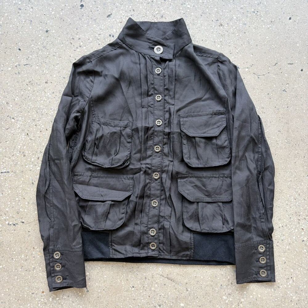 Edge On All Black Cupro Utility Bomber Japanese Jacket